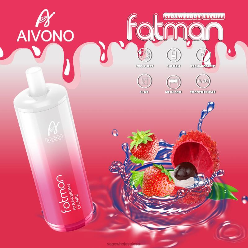 Vape Wholesale Price List - Aivono FATMAN 6800 Strawberry Lychee Z2PV823