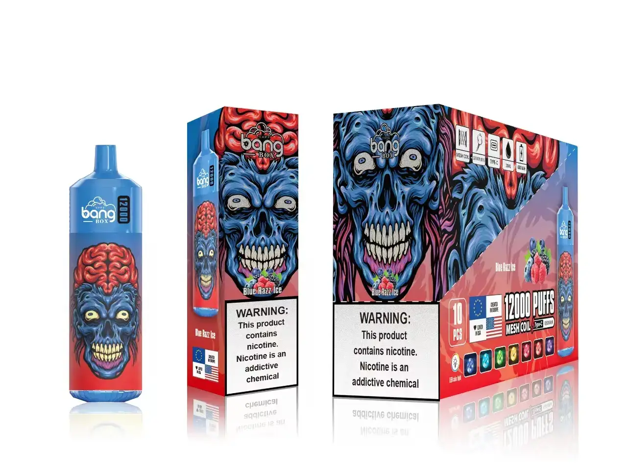 Vape Wholesale Global 6ZT848117 Blue Razz Ice Bang Box 12000 Puffs