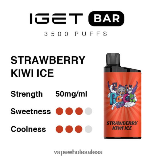 E Cig Wholesale 6ZT84890 Strawberry Kiwi Ice IGET BAR 3500 5% NICOTINE