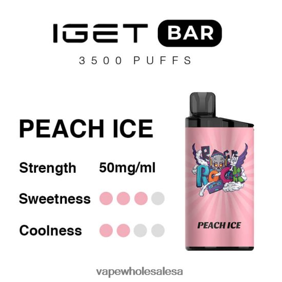 Vape Wholesale Distributor 6ZT84895 Peach Ice IGET BAR 3500 5% NICOTINE