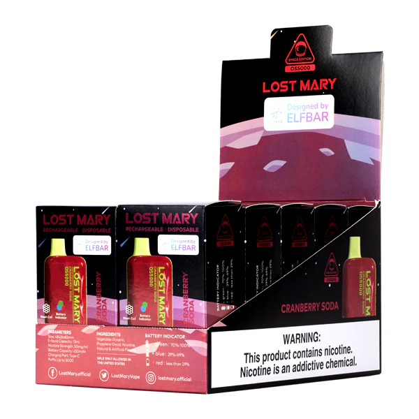 E Cig Wholesale Distributors 6ZT848109 Cranberry Soda LOST MARY OS5000