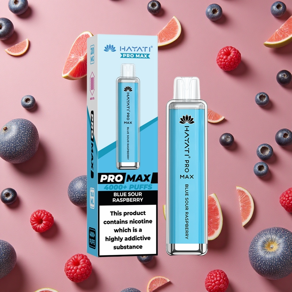Hayati Pro Max 4000 Puffs Blue Sour Raspberry Dual 1.1 Ohm Mesh Coil Rechargeable