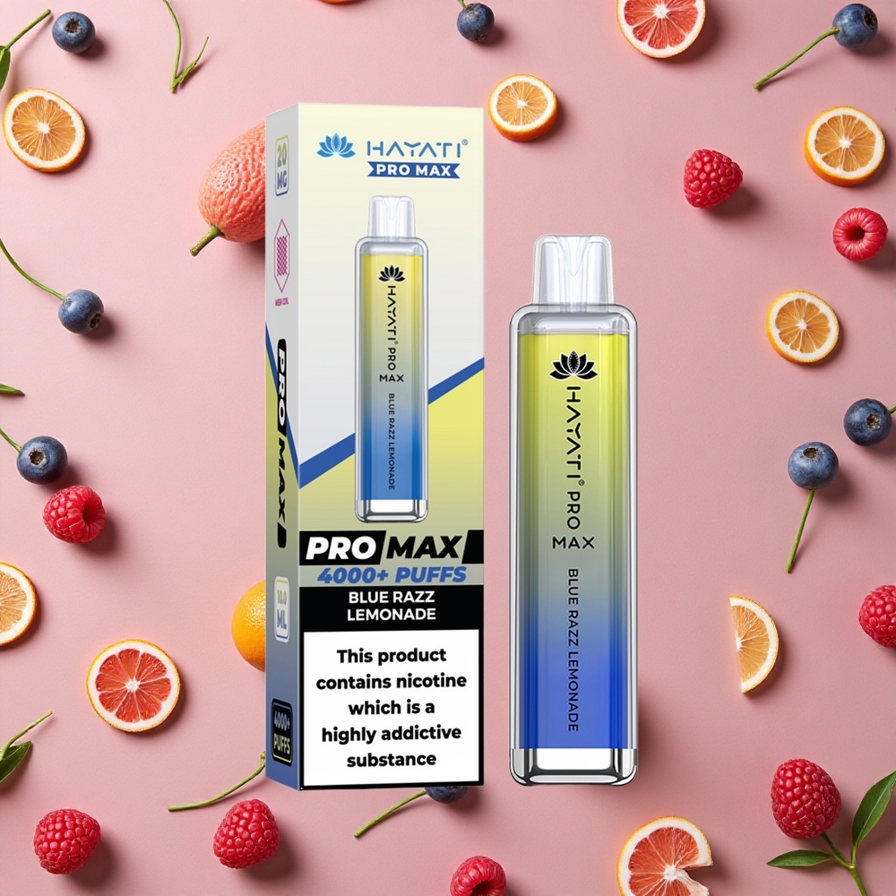 Hayati Pro Max 4000 Puffs Dual Mesh Coil Blue Razz Lemonade Rechargeable
