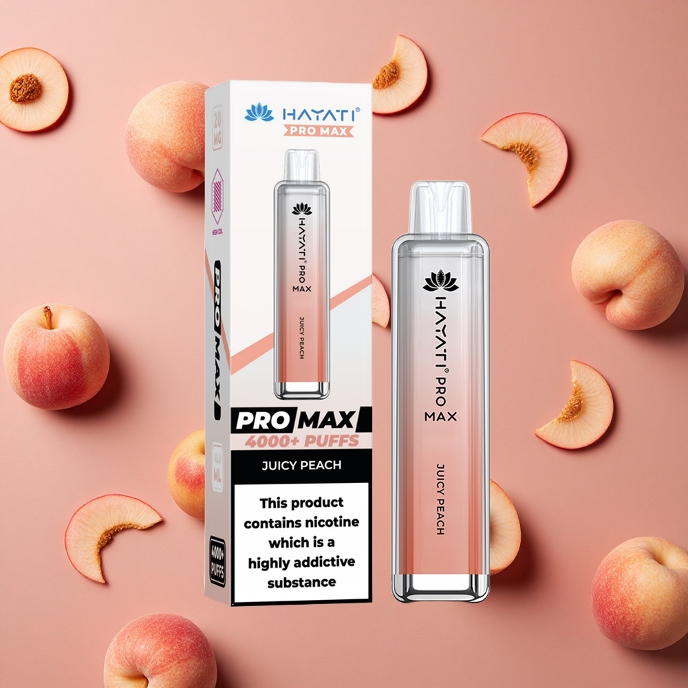 Hayati Pro Max 4000 Puffs Juicy Peach 2%,5% Nicotine Dual 1.1 Ohm Mesh Coil