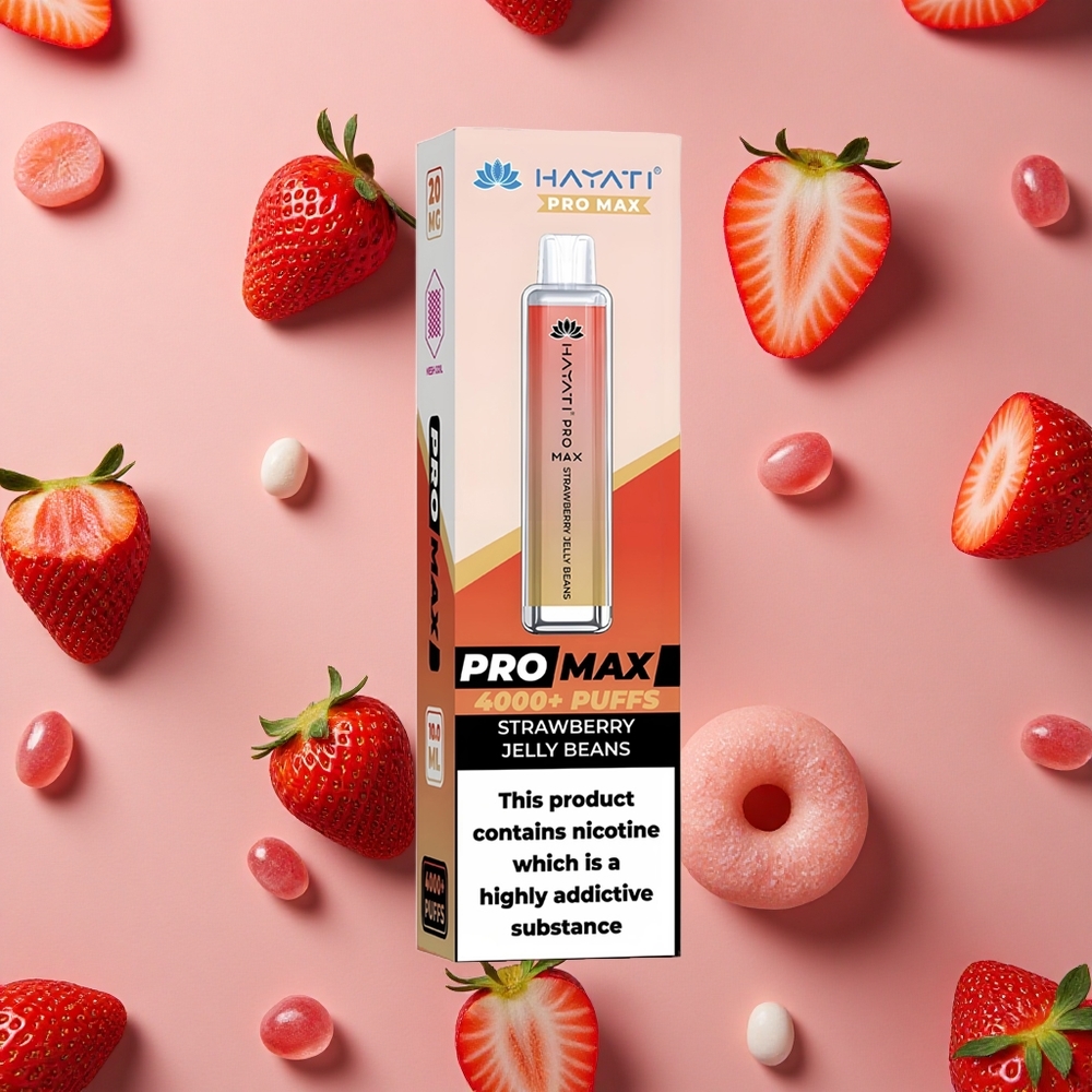 Hayati Pro Max 4000 Puffs Strawberry Jelly Beans Dual Mesh Coil Rechargeable