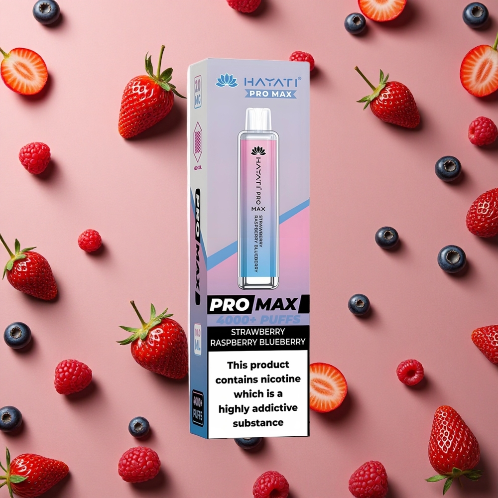 Hayati Pro Max 4000 Puffs Strawberry Raspberry Blueberry 2%,5% Nicotine 1400mAh Battery