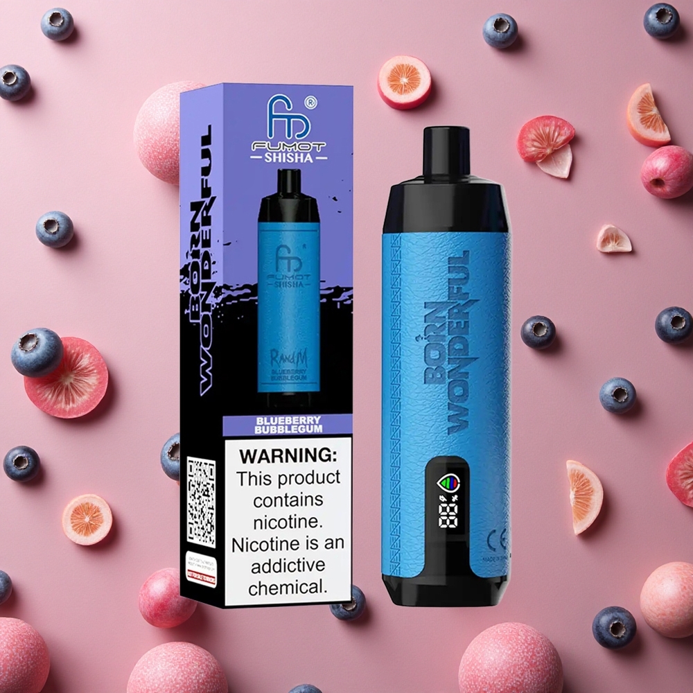 RandM Fumot Shisha 10000 Puffs Blueberry Bubblegum 18ml Prefilled E-liquid e-liquid 0.5% Nicotine Content