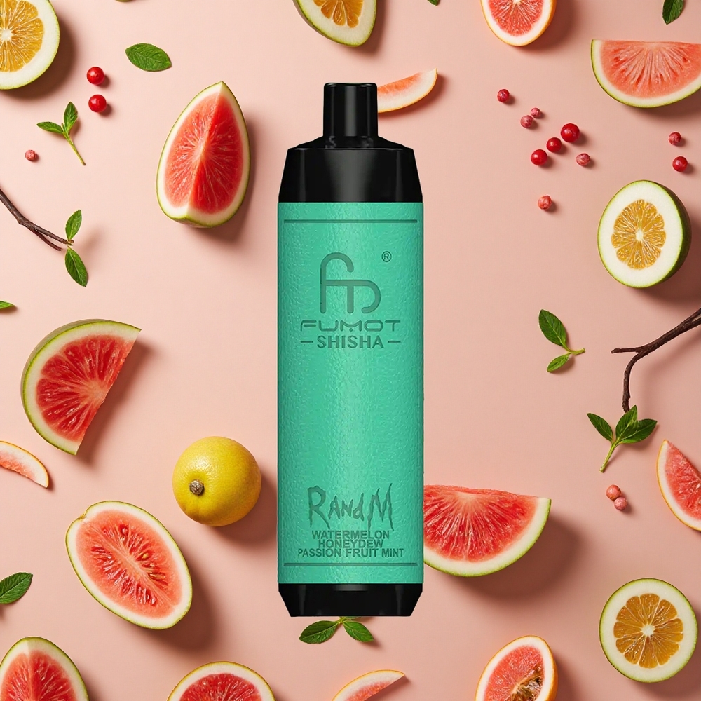 RandM Fumot Shisha 10000 Puffs Watermelon Honeydew Passion Fruit Mint 18ml Prefilled E-liquid