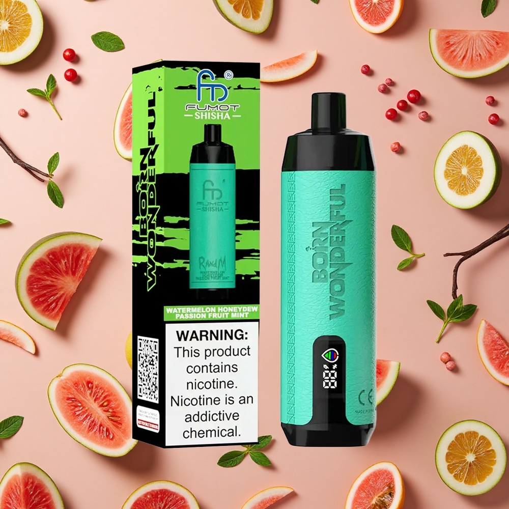 RandM Fumot Shisha 10000 Puffs Watermelon Honeydew Passion Fruit Mint 18ml Prefilled E-liquid