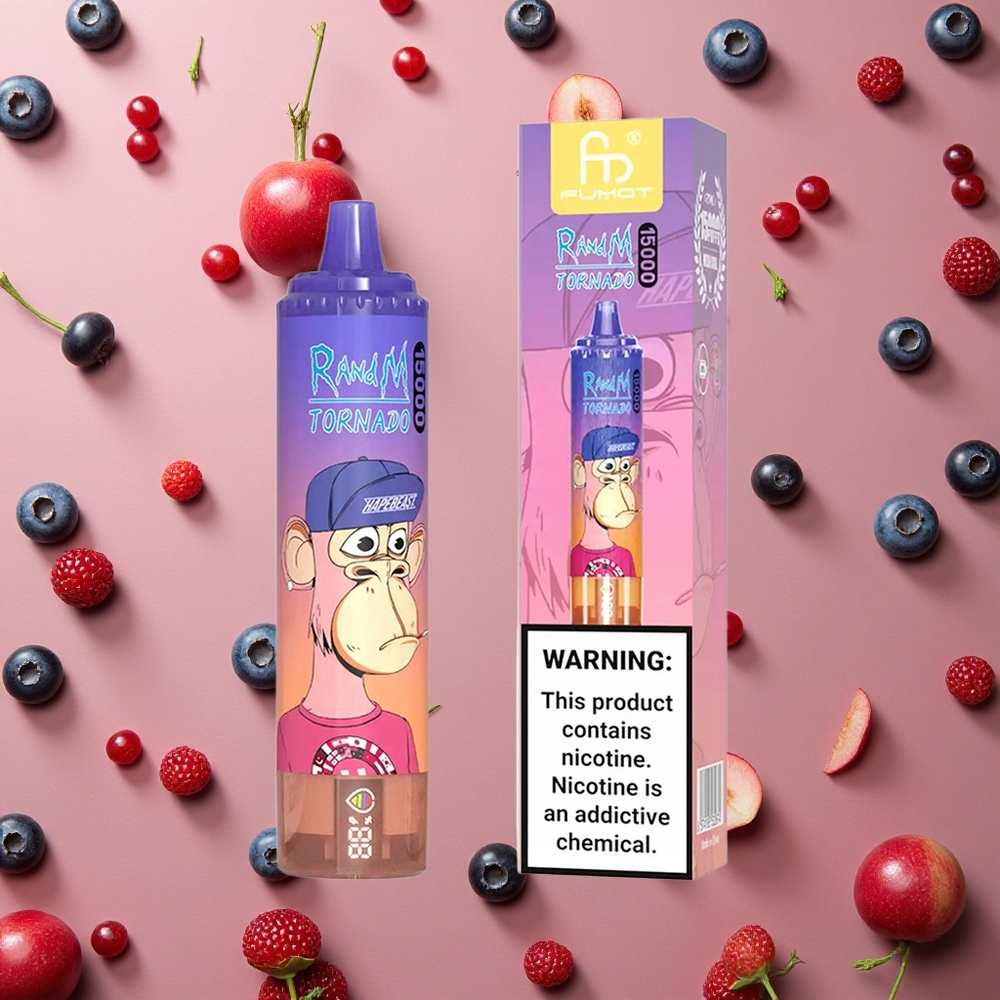 RandM Fumot Tornado 15000 Puffs Blueberry Cherry Cranberry Mesh Coil Type-C Rechargeable