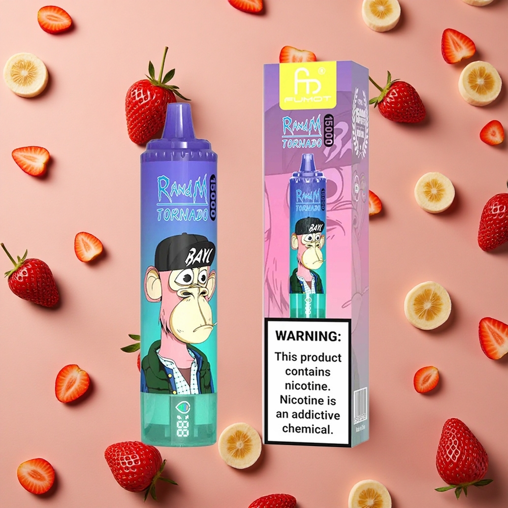 RandM Fumot Tornado 15000 Puffs Strawberry Banana LCD Type-C