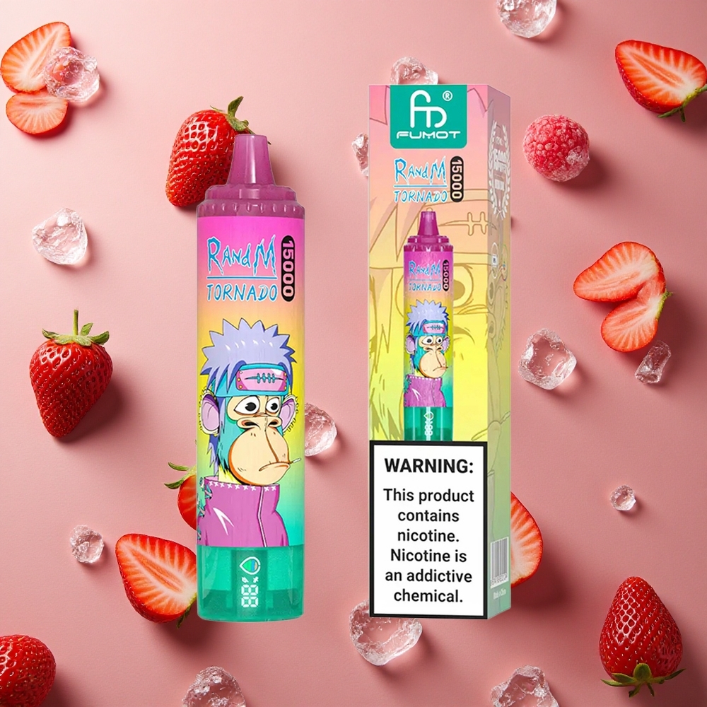 RandM Fumot Tornado 15000 Puffs Strawberry Ice 25ml Mesh Coil