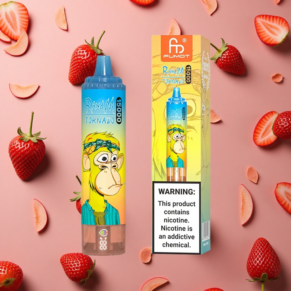 RandM Fumot Tornado 15000 Puffs Strawberry LCD Type-C