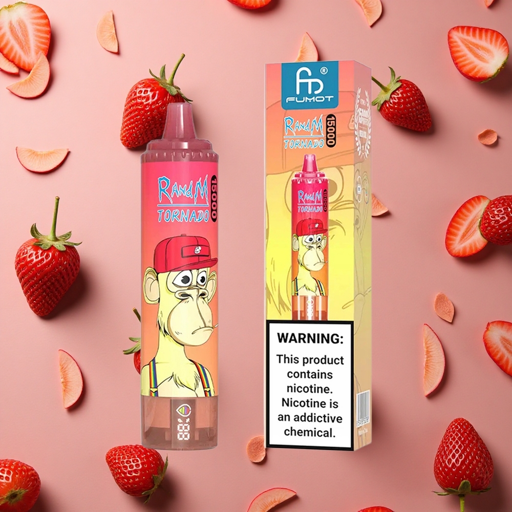 RandM Fumot Tornado 15000 Puffs Strawberry Red Bull 25ml USB Type-C