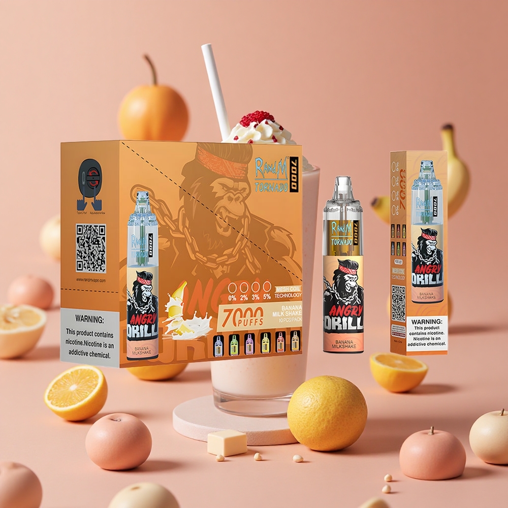 RandM Fumot Tornado 7000 Puffs Banana Milkshake 14ML Mesh Coil