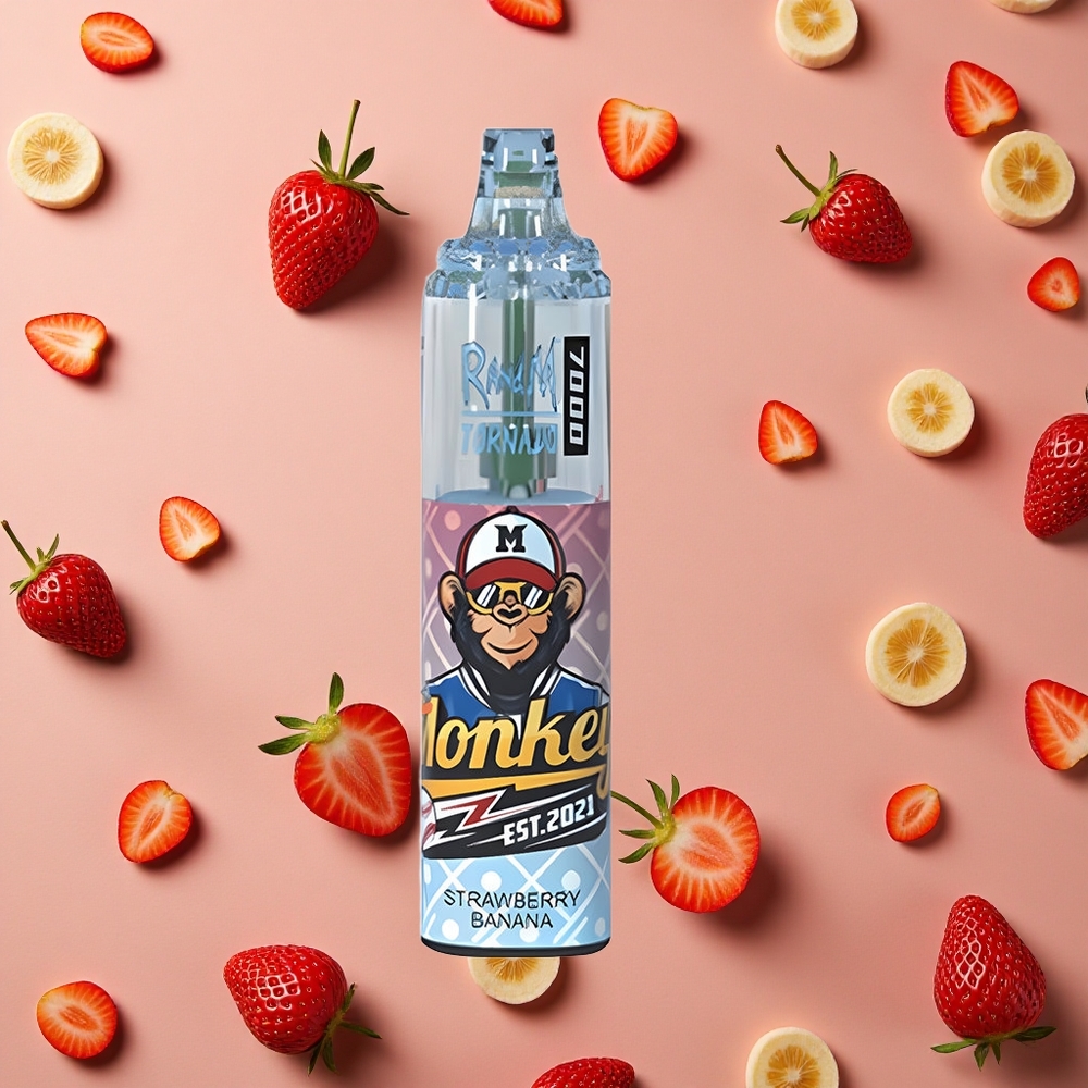 RandM Fumot Tornado 7000 Puffs Strawberry Banana 14ML E-liquid Air-Adjustable