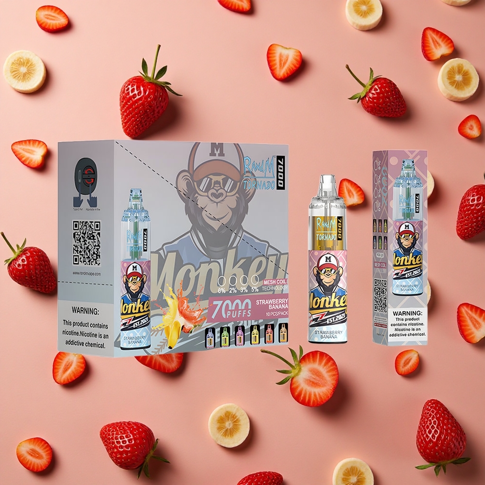 RandM Fumot Tornado 7000 Puffs Strawberry Banana 14ML E-liquid Air-Adjustable