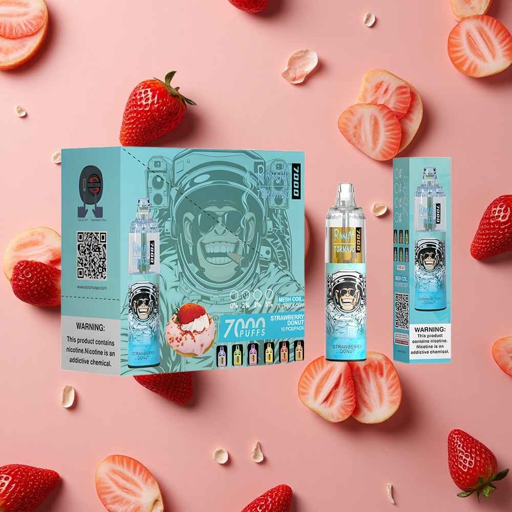 RandM Fumot Tornado 7000 Puffs Strawberry Donut 14 ML Air-Adjustable