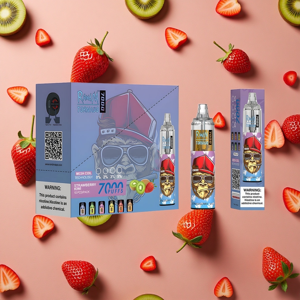 RandM Fumot Tornado 7000 Puffs Strawberry Kiwi 14ML Mesh Coil