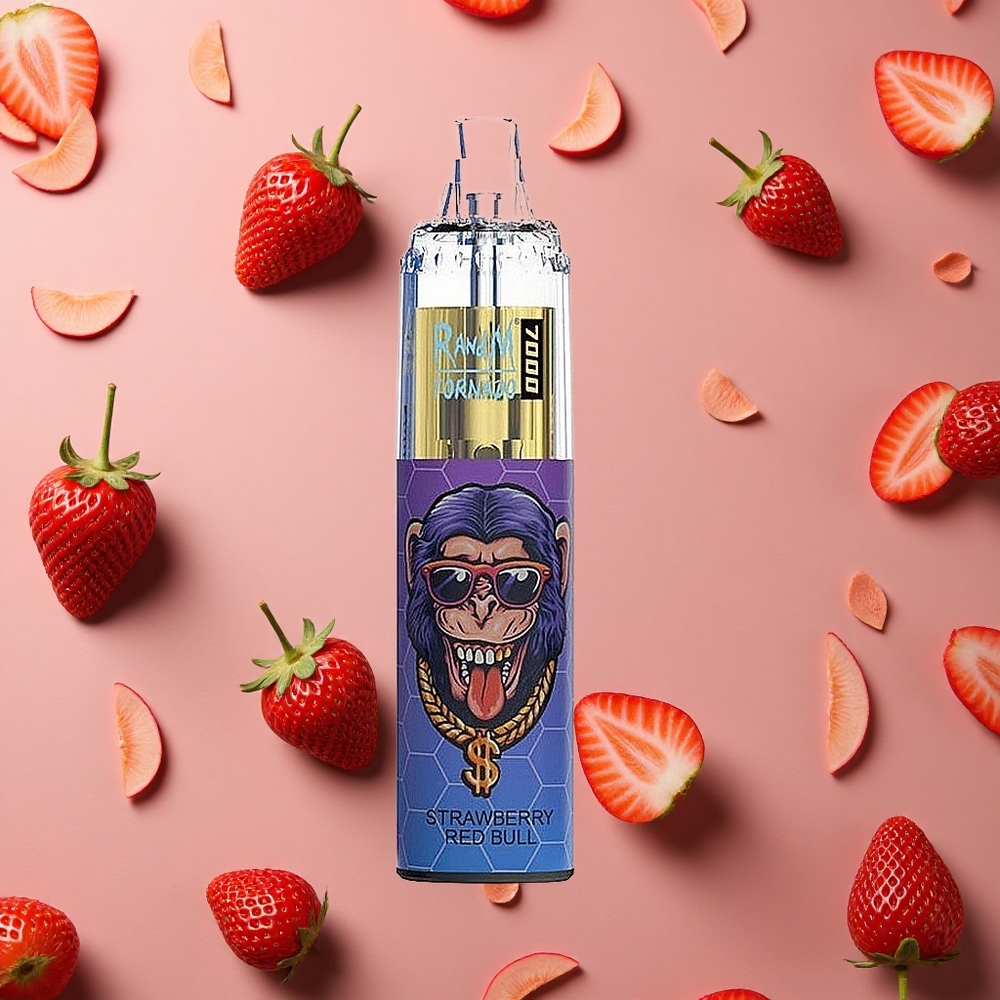 RandM Fumot Tornado 7000 Puffs Strawberry Red Bull Mesh Coil Air-Adjustable