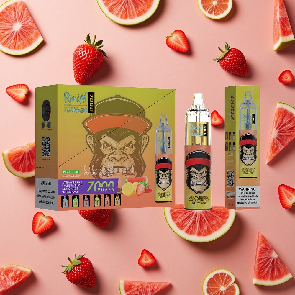 RandM Fumot Tornado 7000 Puffs Strawberry Watermelon Lemonade Mesh Coil Type-C