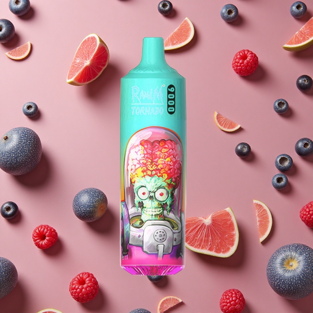 RandM Fumot Tornado 9000 Puffs Blue Sour Raspberry 850mAh Mesh Coil