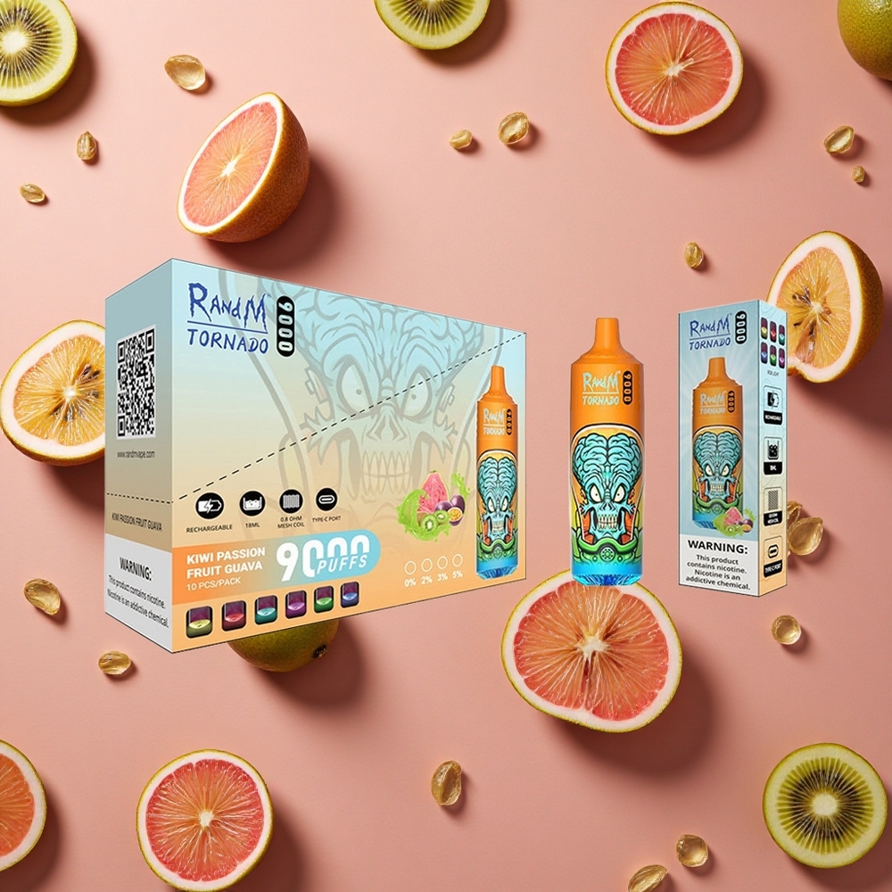 RandM Fumot Tornado 9000 Puffs Kiwi Passion Guava RGB Display