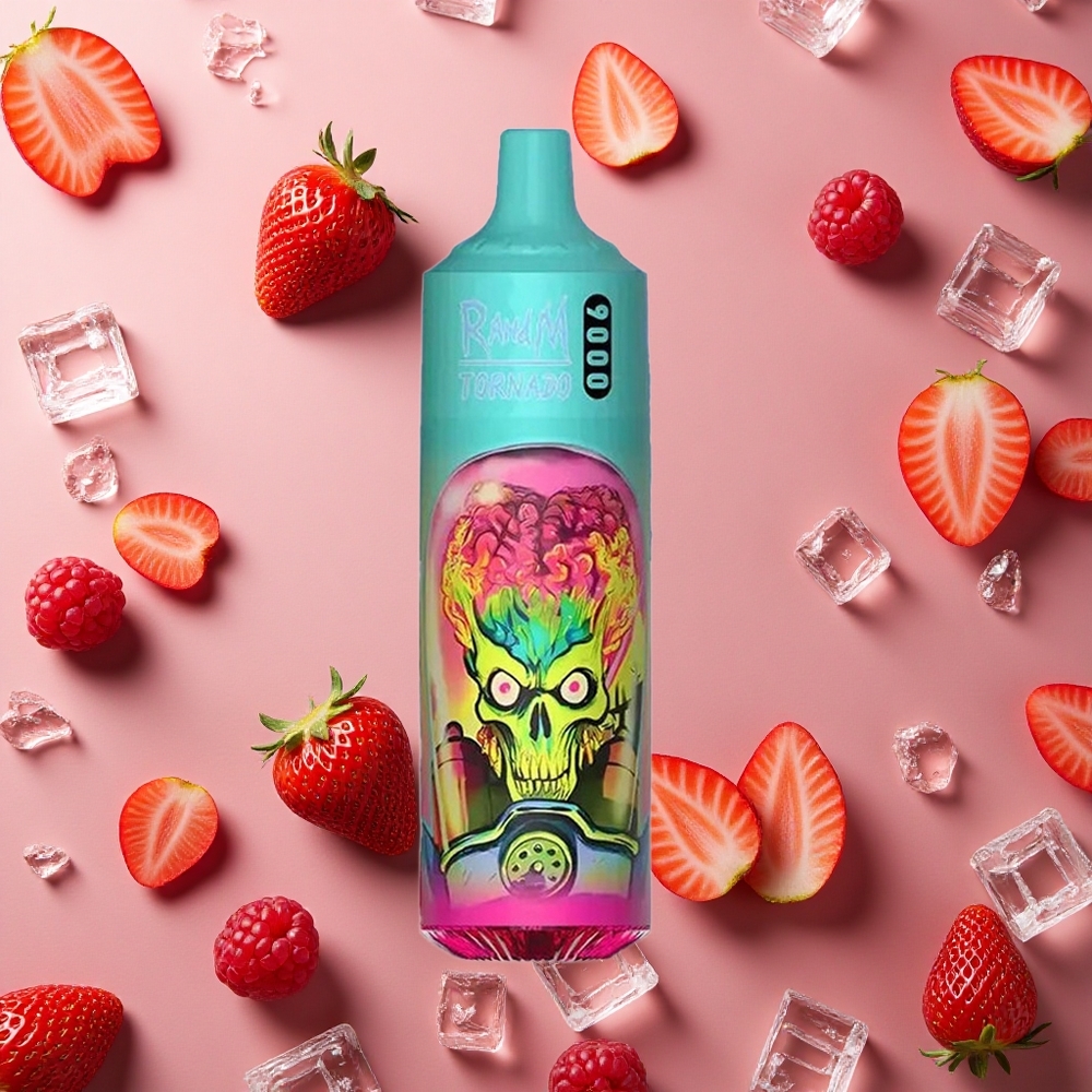 RandM Fumot Tornado 9000 Puffs Strawberry Cherry Ice RGB Display