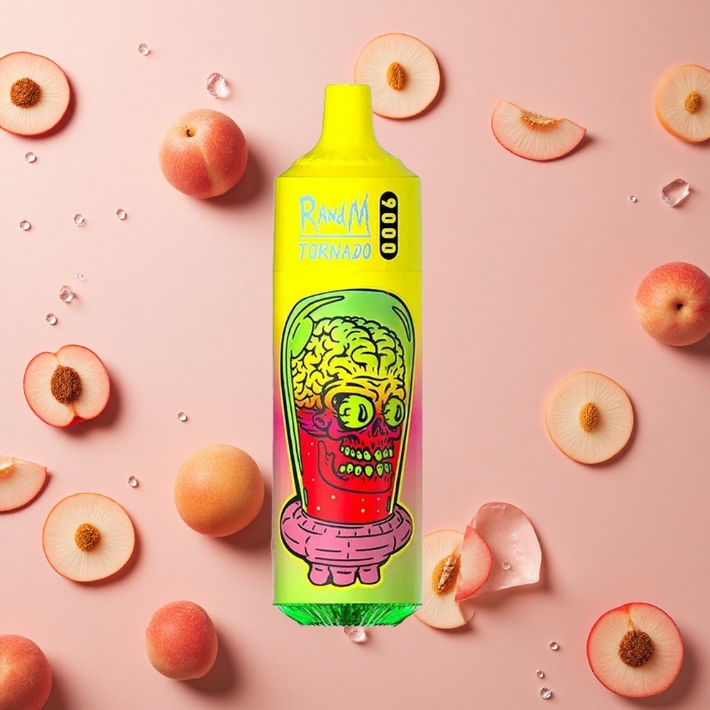 RandM Fumot Tornado 9000 Puffs Summer Peach Ice RGB Display