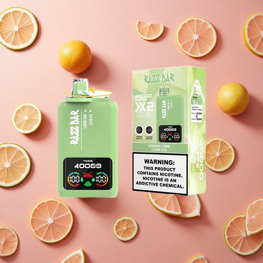 Razz Bar 40000 Puffs Lemon Lime_Lush Ice Type-C Port Power Screen Display