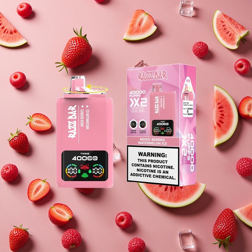 Razz Bar 40000 Puffs Mixed Berries Watermelon Ice Power Screen Display Type-C Port