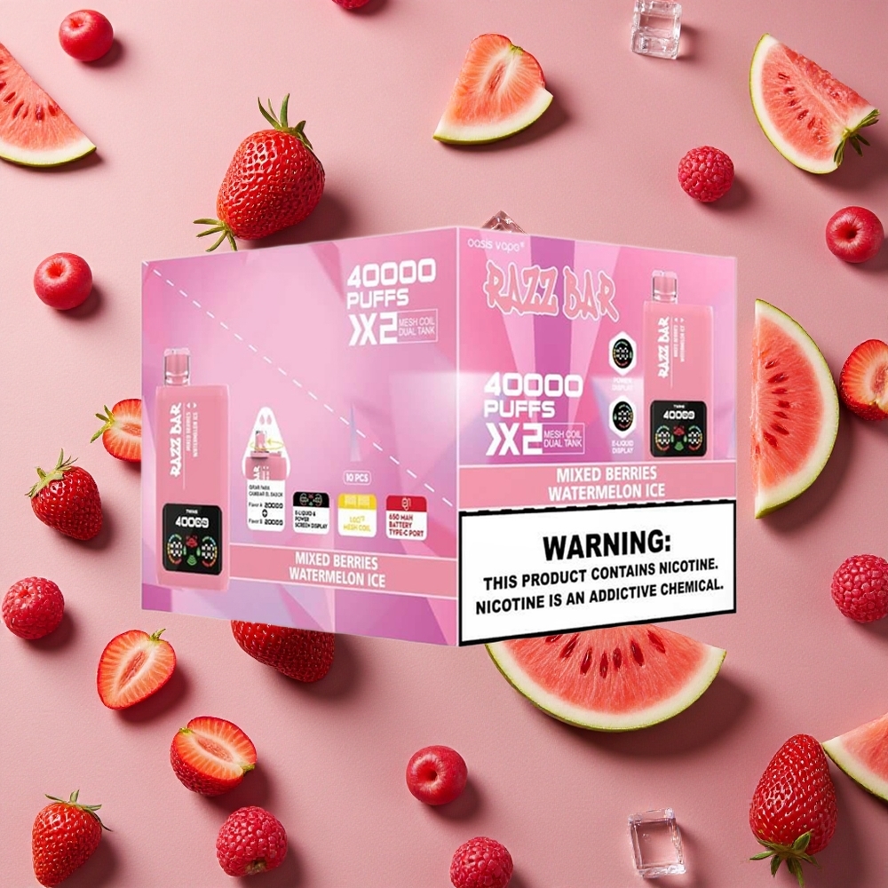 Razz Bar 40000 Puffs Mixed Berries Watermelon Ice Power Screen Display Type-C Port