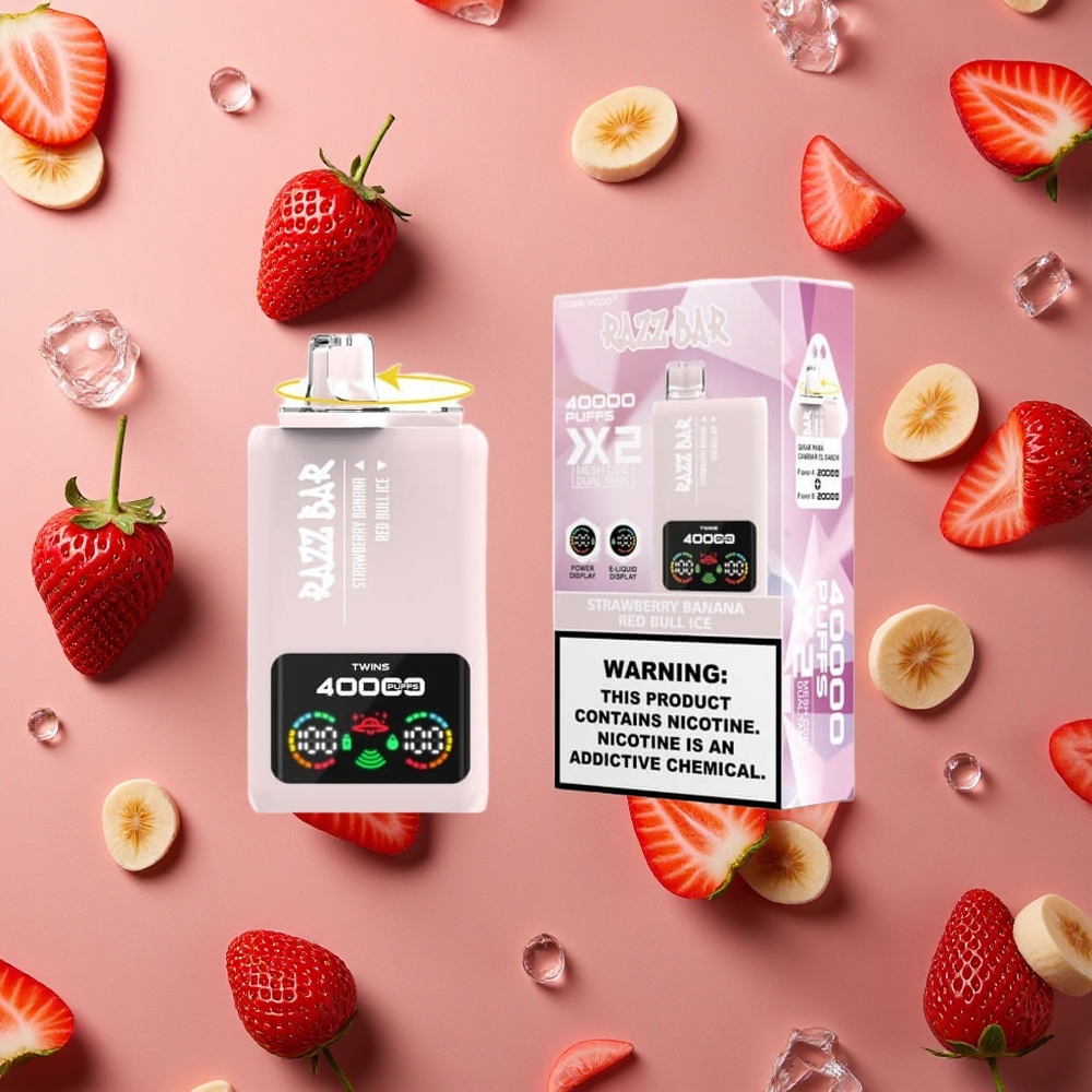 Razz Bar 40000 Puffs Strawberry Banana Red Bull Ice Type-C Port 2%,5% Nicotine