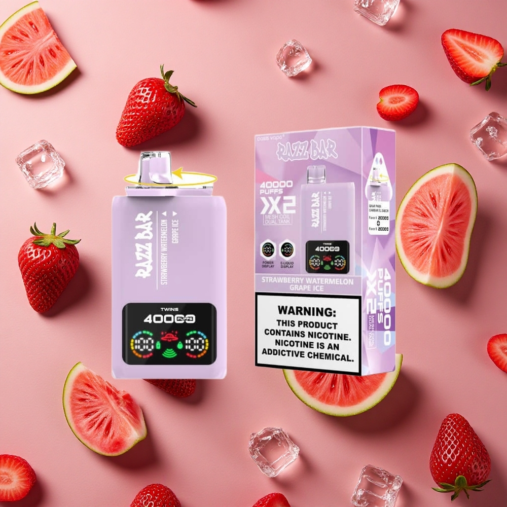 Razz Bar 40000 Puffs Strawberry Watermelon Grape Ice Type-C Port 650 Mah