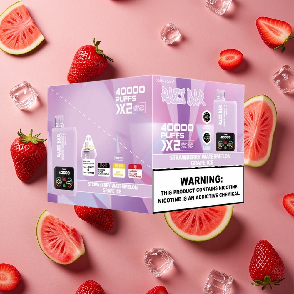 Razz Bar 40000 Puffs Strawberry Watermelon Grape Ice Type-C Port 650 Mah