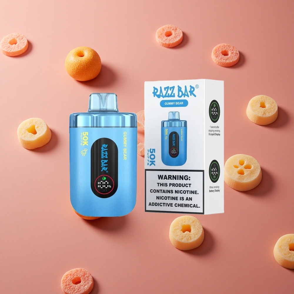 Razz Bar 50K Puffs Gummy Bear 1.0 Ohm Mesh Type-C Rechargeable