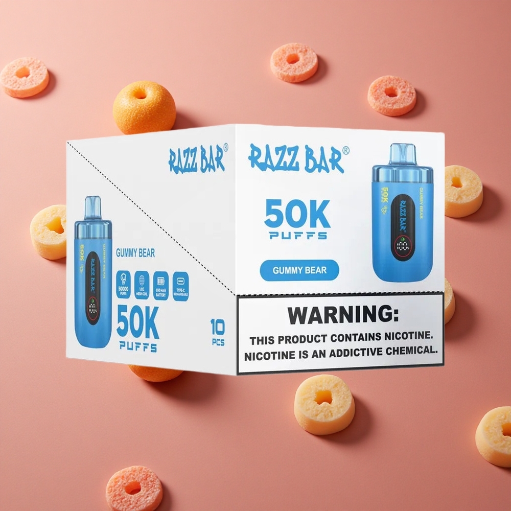 Razz Bar 50K Puffs Gummy Bear 1.0 Ohm Mesh Type-C Rechargeable