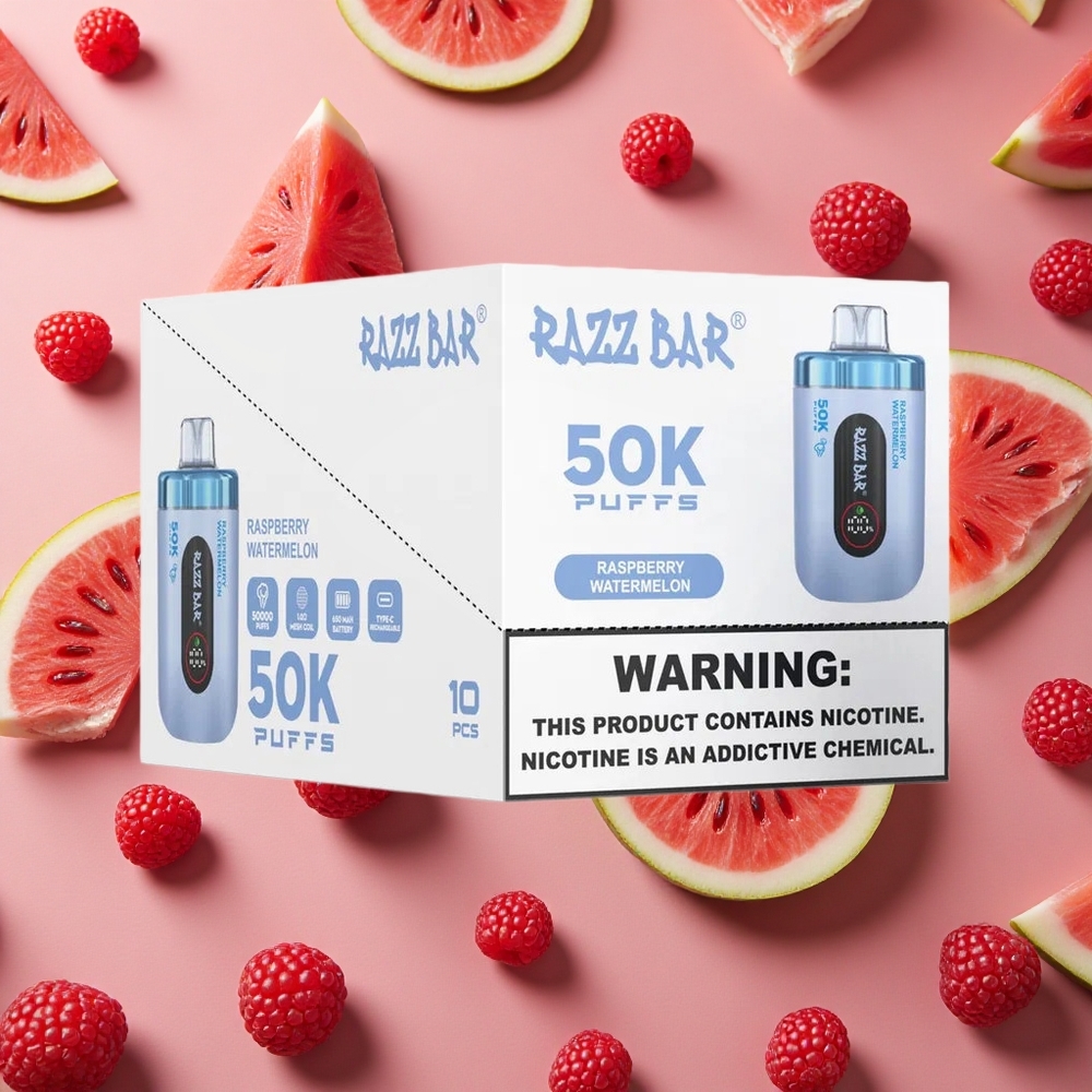 Razz Bar 50K Puffs Raspberry Watermelon 1.0 Ohm Mesh 2% Nicotine