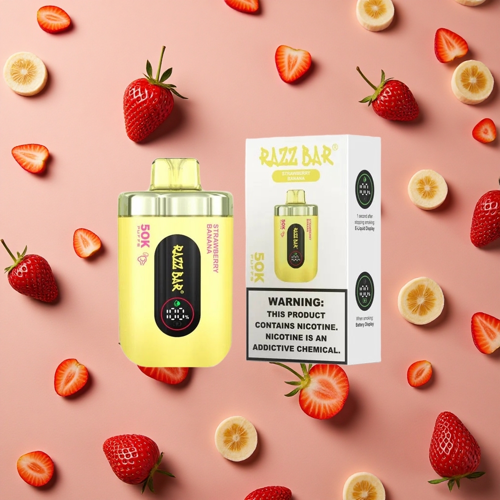 Razz Bar 50K Puffs Strawberry Banana 1.0 Ohm Mesh 2% Nic