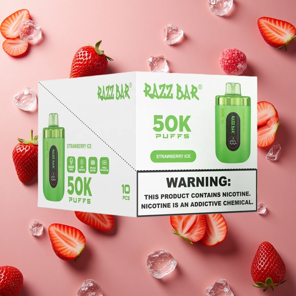 Razz Bar 50K Puffs Strawberry Ice Type-C Rechargeable
