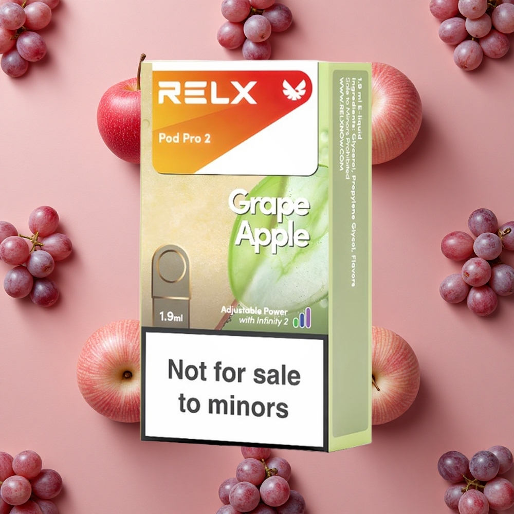 RELX Pod Pro 2 600 Puffs Grape Apple 0% 1.9ml 3 Voltage Modes