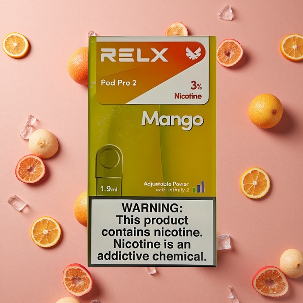 RELX Pod Pro 2 600 Puffs Mango Ice 3% Nicotine 3 Voltage Adjustment