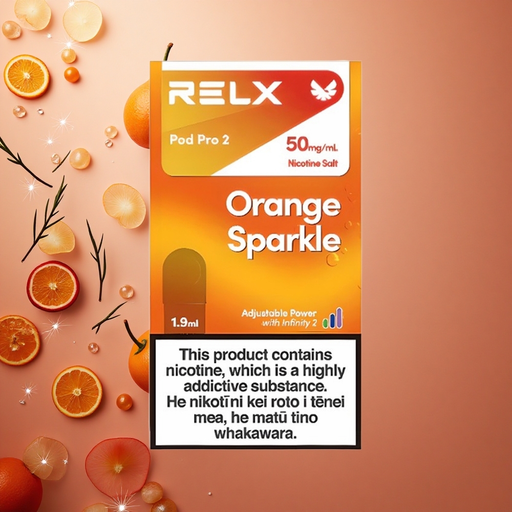 RELX Pod Pro 2 600 Puffs Orange Sparkle 5% Nicotine 3 Voltage
