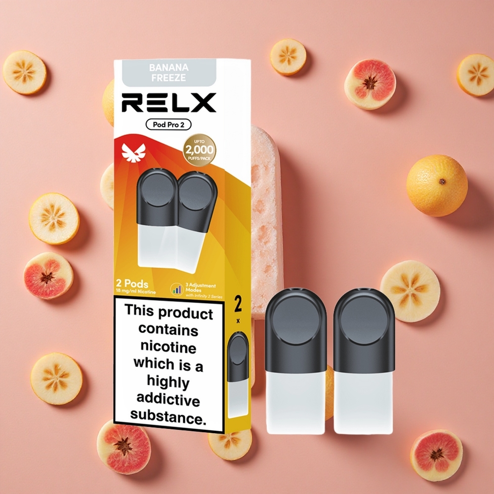 Relx Pod Pro 2 600 Puffs Banana Freeze 1.8% 3 Voltage