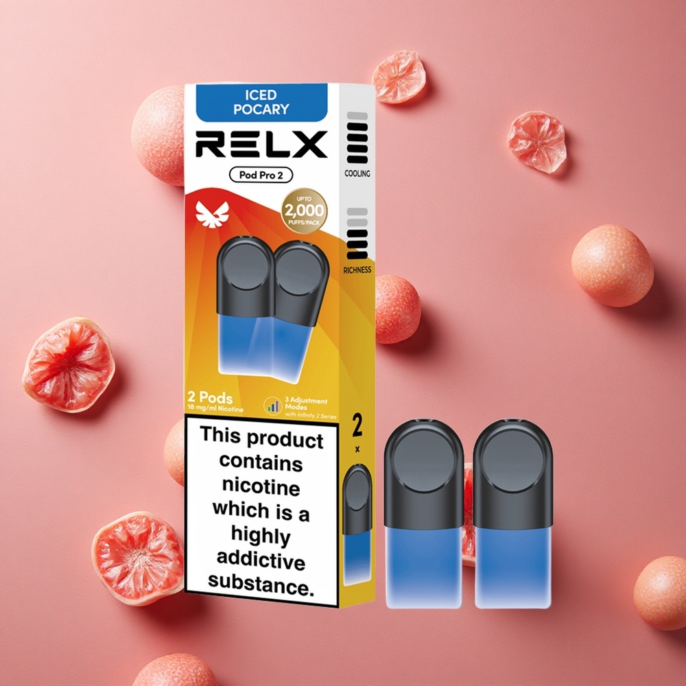 Relx Pod Pro 2 600 Puffs Beverage-Iced Pocary 1.8% 3 Voltage Adjustments