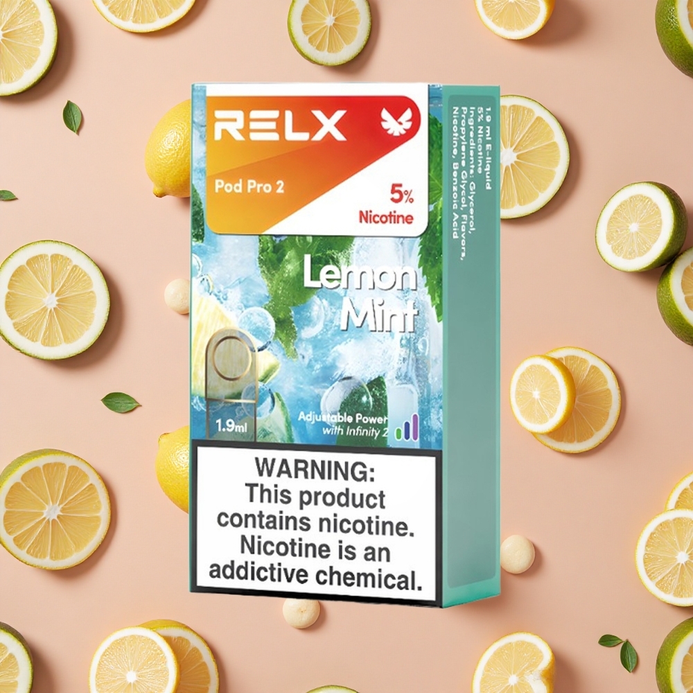Relx Pod Pro 2 600 Puffs Lemon Mint 5% Nicotine 1.9ml 3 Voltage Adjustment
