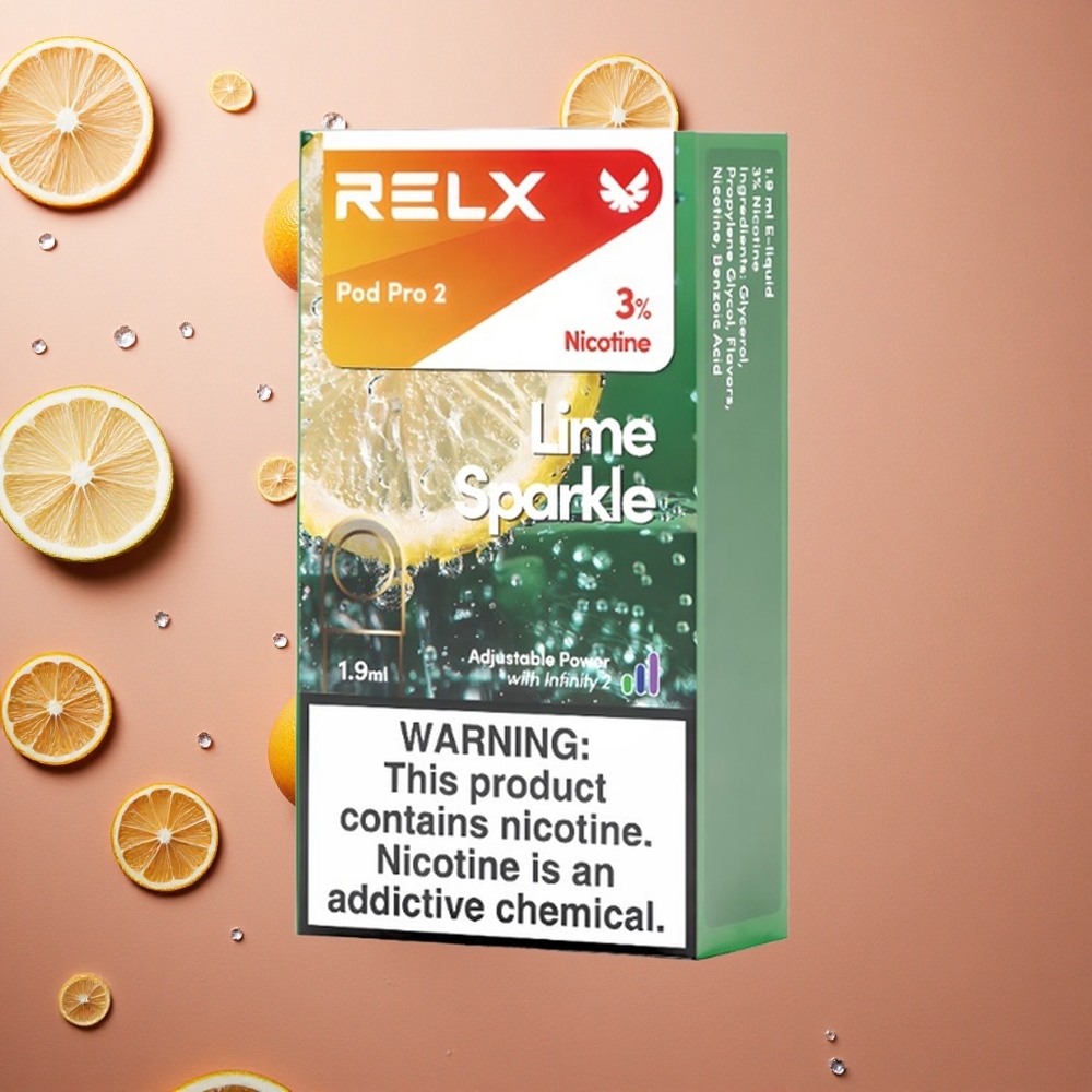 Relx Pod Pro 2 600 Puffs Lime Sparkle 3% Nicotine 1.9ml 3 Voltage Modes