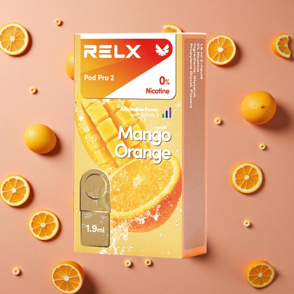 Relx Pod Pro 2 600 Puffs Mango Orange 0% 3 Voltage
