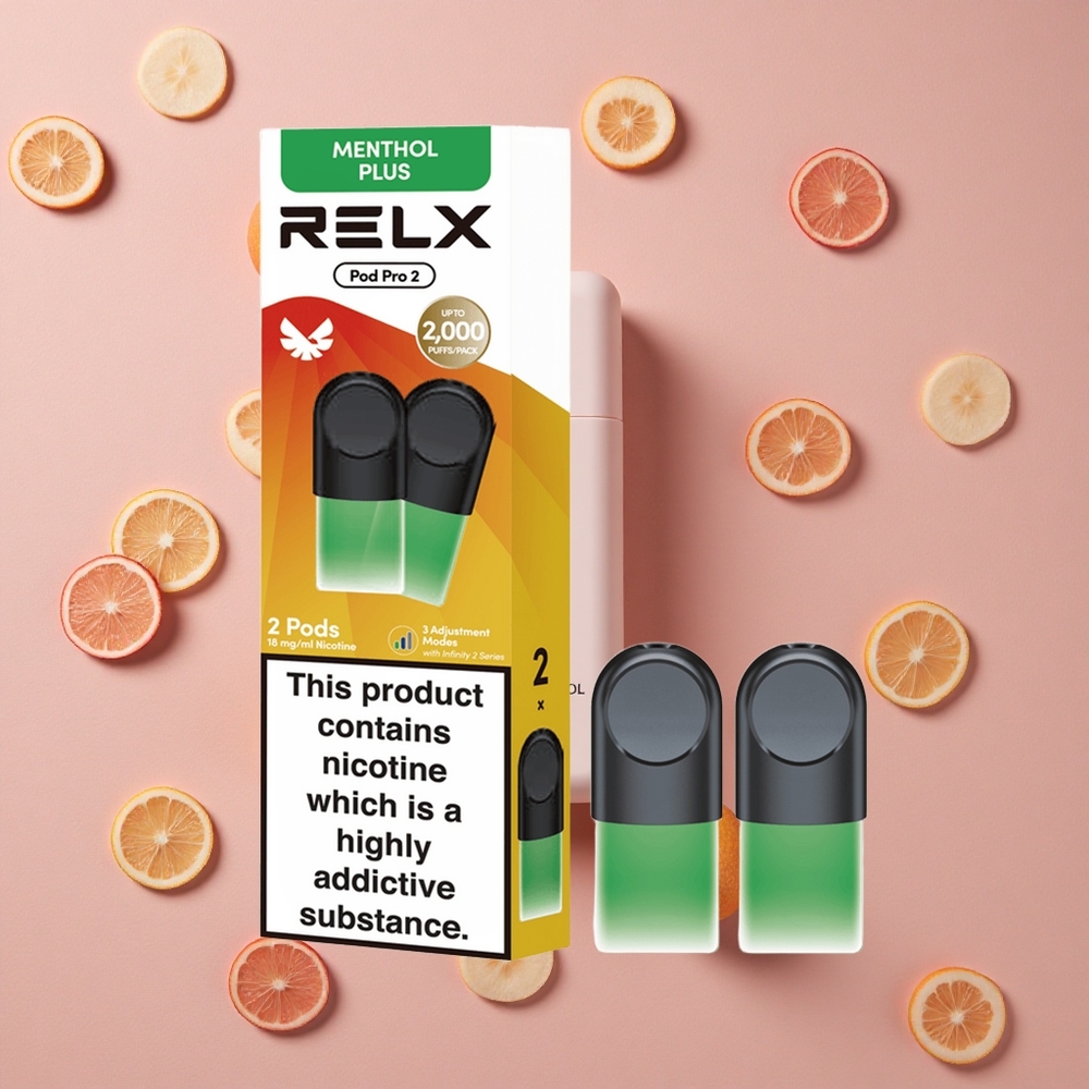 Relx Pod Pro 2 600 Puffs Mint-Menthol Plus 1.8% Nicotine 3 Voltage Adjustment