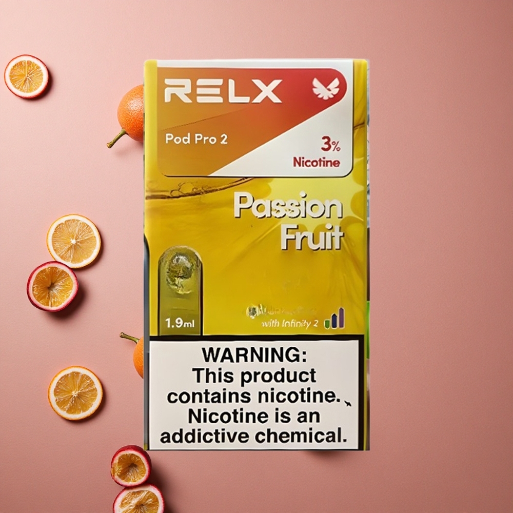 Relx Pod Pro 2 600 Puffs Passion Fruit 3% Nicotine 1.9ml 3 Voltage Modes